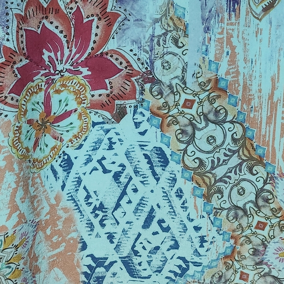 TIANELLO by STEVE BARRAZA Tunic Medium Silk Floral Asymmetrical Hem Art To Wear - Picture 9 of 15